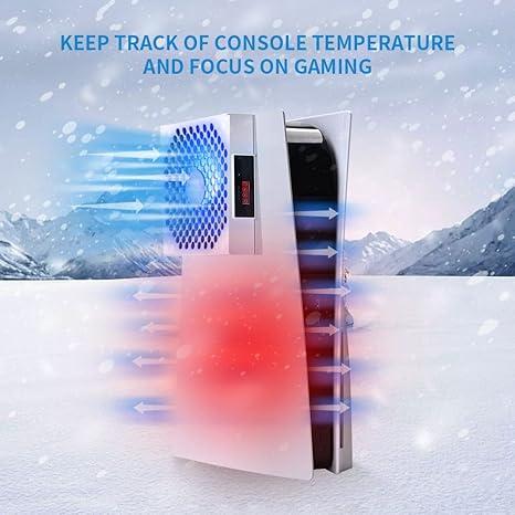 G-STORY PS5 Cooling Fan,PS5 Fan Cooler System, Speed Automactically Adjusted by Temperature(℃ ℉), Low Noise, 3 1500 1750 2000RPM (140MM) with RGB LED Accessories Console Cover Cable