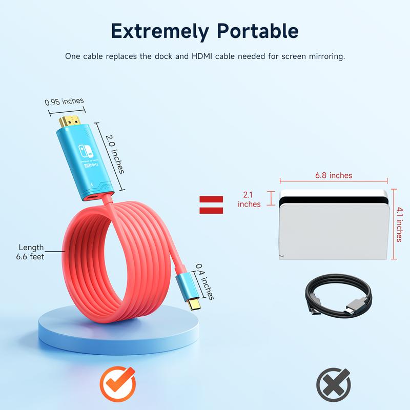 Jemdo USB C to HDMI cable compatible with nintendo Switch NS OLED, Portable TV projection cable can replace original dock for TV Accessories Console