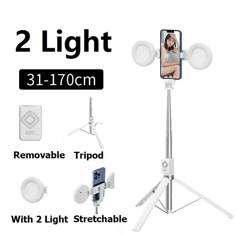 New 67'' Phone Tripod with Fill Light & Remote, Selfie Stick Tripod, Extendable Stand for iPhone 16 15 14 13 12 & Android, Stable, Portable Travel Accessory (Compatible with all iPhone & Android）