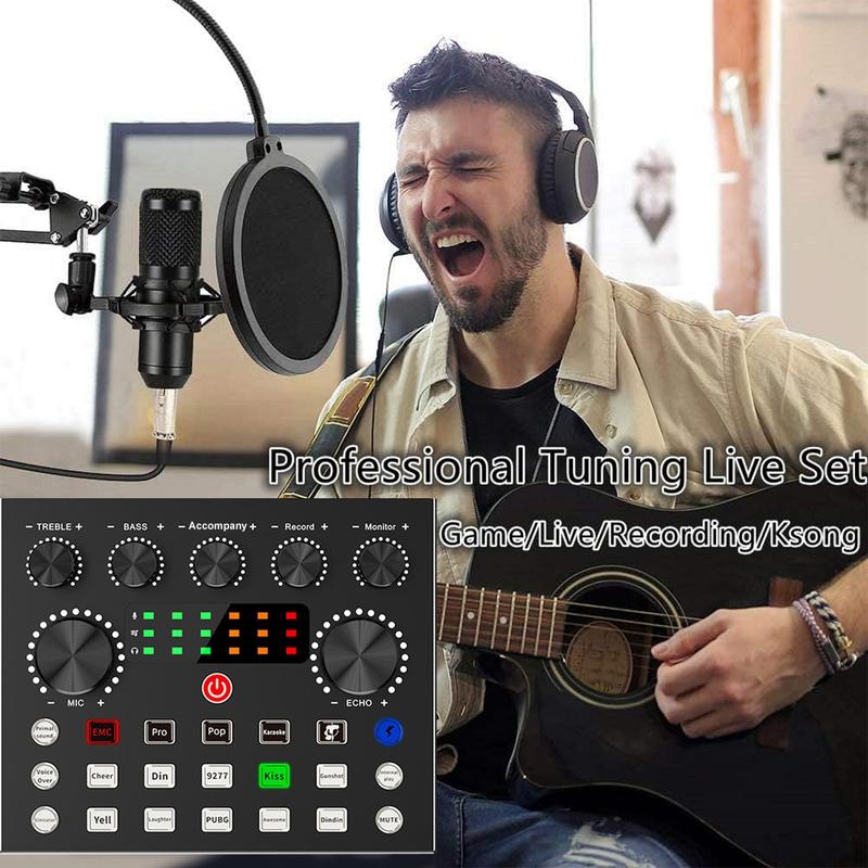 Professional Podcast Studio Equipment Kit, USB Rechargeable Condenser Microphone & Audio Interface & Sound Card, Live Streaming Equipment for YouTube & Twitch