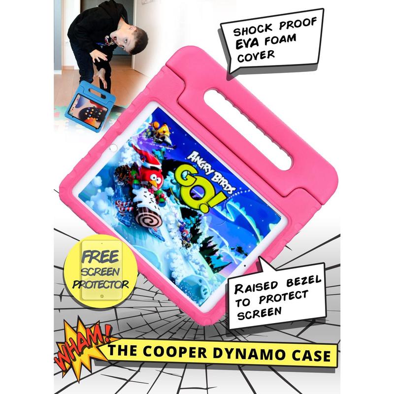 Official Cooper Dynamo Kids iPad Case 9th Generation | iPad 9th Generation Case Kids, iPad 8th 7th 10.2 inch Case for Kids, Lightweight with Screen Protector, Handle, Pencil Holder (Bubble Gum Pink)