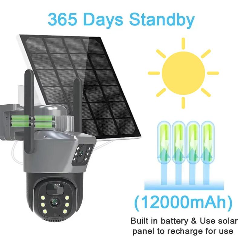 Solar Powered Security Camera, 2K Wireless Outdoor Security Camera, 360° View Pan Tilt Low Power Consumption WiFi Security Camera with AI Move Detection, Christmas 2024