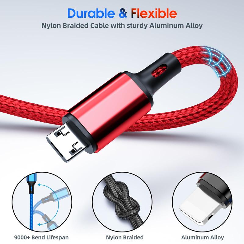 4 In 1 USB Charging Cable, Phone Charging Data Cable, Mobile Phone Charging Cable for Travel, Universal Phone Accessories for Samsung Galaxy iOS Android