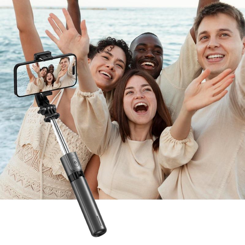 4 in 1 Selfie Stick Tripod, Extendable Phone Tripod Stand with Detachable Wireless Remote & Phone Holder, 360° Rotating Mini Travel Tripod for Outdoor & Indoor