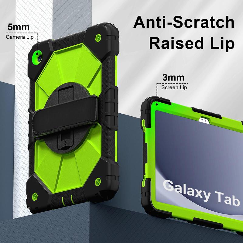 Shockproof Tablet Case with Rotating Hand Strap & Stand & Shoulder Strap, Tablet Protective Cover, Tablet Accessories Compatible with Samsung Tab A9 Plus