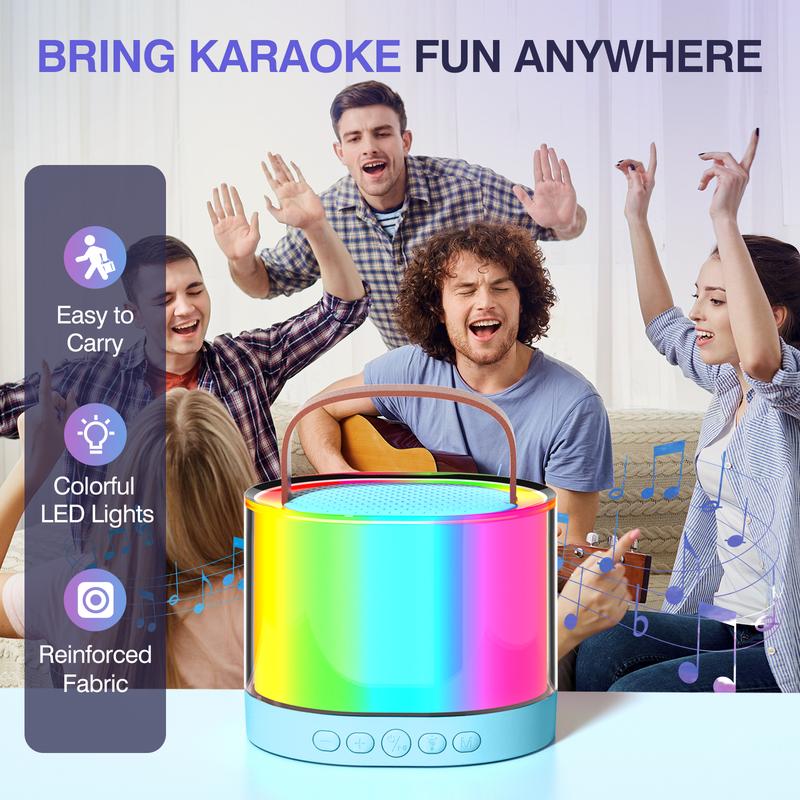 Portable Mini Bluetooth 5.3 Karaoke with Dual Microphone Wireless Free Singing, Ideal Gift for Kids, First choice for Family Party, Easily connect with Smartphone!