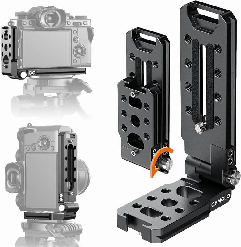 CAMOLO DSLR Foldable Camera Mount L Bracket  Arca Swiss Vertical Horizontal Tripod, Quick Release Plate with 1 4