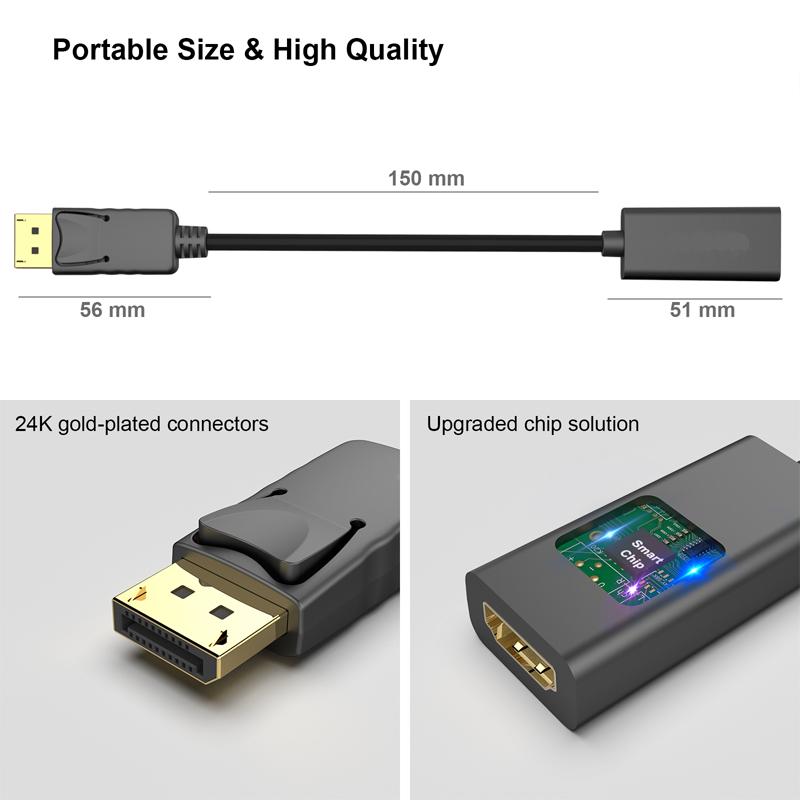 DP Displayport Male to HDMI Female Cable Converter Adapter for PC Laptop Desktop