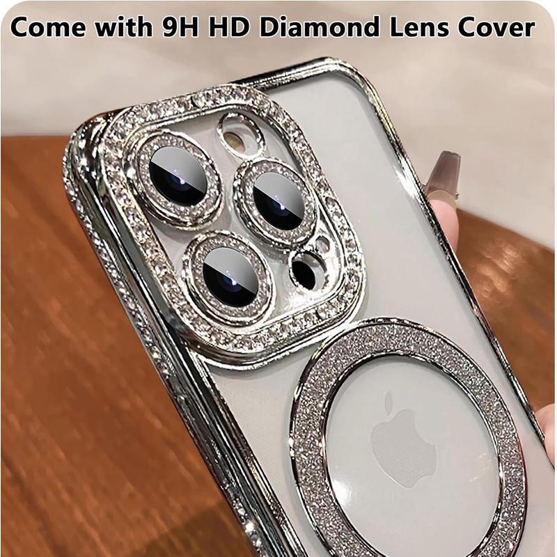 Luxury Diamond Magnetic Shockproof iPhone Case, Magsafe & Wireless Charging Compatible, for iPhone 11 12 13 14 15 16 Pro Max Plus – Protector Cover