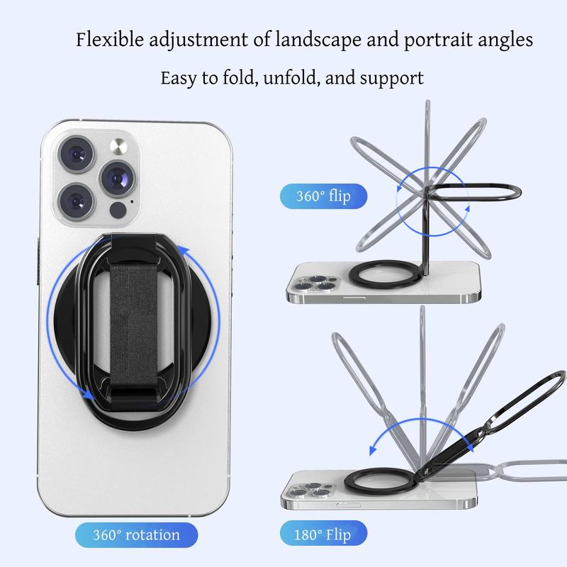 Magnetic Phone Holder, Adjustable Soft Velcro Design Phone Back Ring, Versatile Double-fold Design Phone Back Ring, Phone Accessories