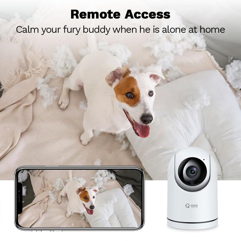 QSEE 2MP Indoor Pan Tilt Smart Security Camera, 1080P HD Dog Camera 2.4GHz Wi-Fi with Night Vision, Motion Detection, Cloud & SD Card Storage, 2-Way Audio, Phone APP Control, Smart Home Camera Device Hestia