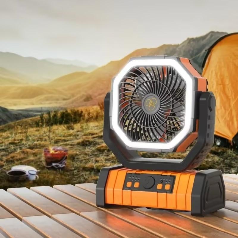 Portable Rechargeable Camping Fan, 1 Count USB Charging 3-level Brightness LED Fan with Remote Control, Quiet & Strong Wind Fan for Tents, Picnics and Travel