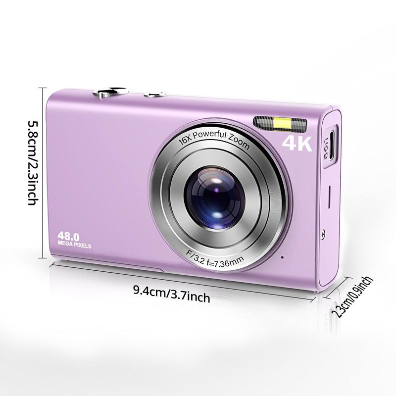 4K 48 Million Pixel Digital Cameras, Autofocus, 16X Digital Zoom, with 32G Memory Card, Mini Camera, Vintage Digital Camera for Entry-level Photographers, Vintage Camera, Digital Cameras, Compact Camera, Photo Camera, Stocking Fillers Gift