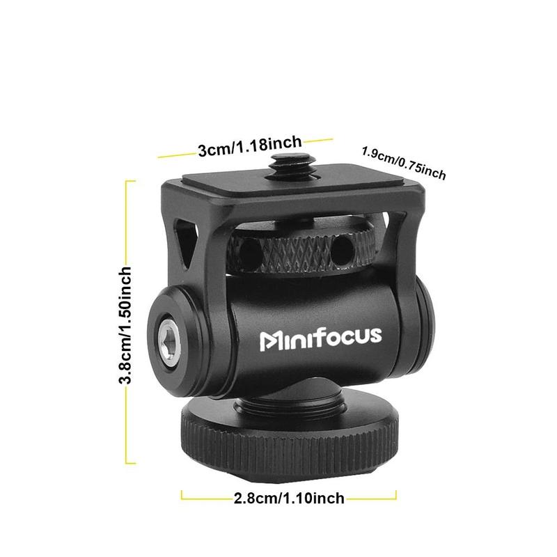 MINIFOCUS Universal Cold Shoe Camera Monitor Mount, 180° Tilt Monitor Mount with 1 4 Screw, Durable Camera Accessories for Microphone Hot Shoe, LED, Flash