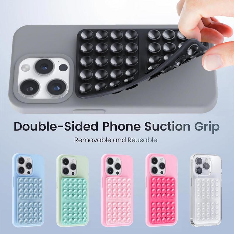 Silicone Suction Cup Phone Case Mount, Double Sided Phone Stand, Hands-free Strong Grip Holder for Phone Selfies and Videos, Phone Accessories