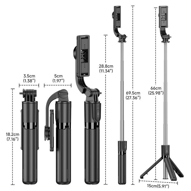 4 in 1 Selfie Stick Tripod, Extendable Phone Tripod Stand with Detachable Wireless Remote & Phone Holder, 360° Rotating Mini Travel Tripod for Outdoor & Indoor