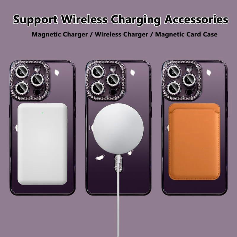 Luxury Diamond Magnetic Shockproof iPhone Case, Magsafe & Wireless Charging Compatible, for iPhone 11 12 13 14 15 16 Pro Max Plus – Protector Cover