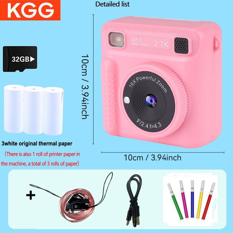 KGG Instant Mini Camera, 1 Count 2.4in HD IPS Screen Camera with Printing Function, Student Picture Printer, Birthday Gift for Students