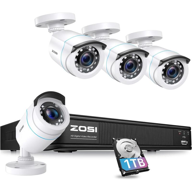 [BlackFriday] ZOSI H.265+ Full 1080p Home Security Camera System Outdoor Indoor, CCTV DVR 8 Channel with AI Human Vehicle Detection, 4 x 1080p Weatherproof Surveillance Camera, 80ft Night Vision, 1TB HDD