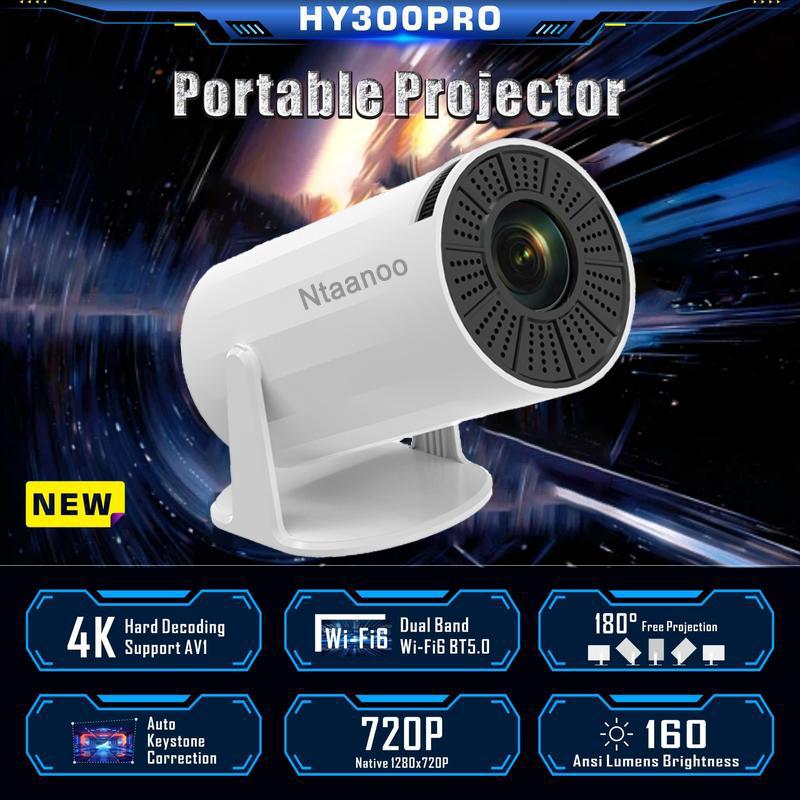 2024 New Mini Projector, Portable 4K 1080P Full HD, Smart 5G WiFi6 BT5.0, Auto Level Correction, 180° Rotatable Outdoor Projector for Mobile Phone TV Stick Laptop.