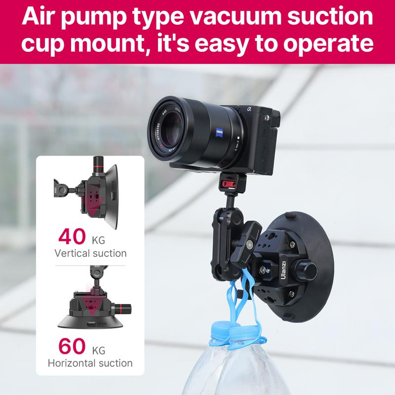 Camera Suction Cup Mount for Gopro - ULANZI SC-02 4.5in Pump-actived Vacuum Suction Mount w Quick Release NATO Magic Arm Car Boat Windshield Window Mount Compatible with Go pro Nikon Canon Sony DSLR