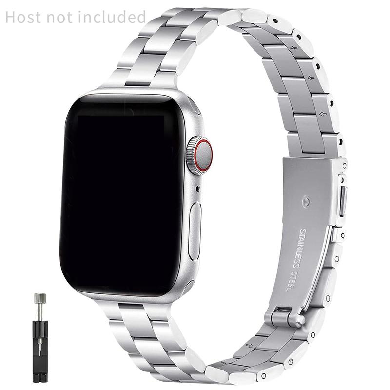 Stainless Steel Watch Band Compatible with Apple Watch (Band Only), Fashion Watch Band Women, Slim Women's Watch Band for iWatch 9 8 7 6 5 4 3 2 1 SE SE2 Series, Summer Gifts 2024