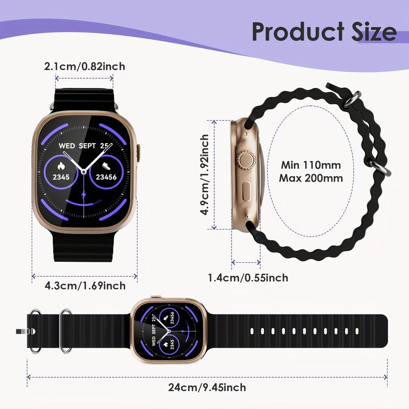 Multifunctional Smart Watch for Men Women with call receive (2 Different Colors Bands), Waterproof,Health and Fitness sport Tracker Pedometer, 100+ Exercise Modes,Custom Wallpaper, Smart &Wearable Devices for iPhone Andriod, Fall Gift,Christmas Gift