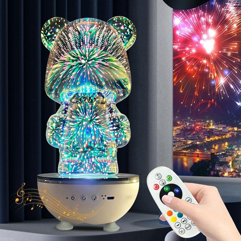 Bear Design Wireless Speaker, USB Rechargeable Portable Speaker with RGB Light Effect, Mini Speaker with 360° Rotation, Suitable for Bedroom Night Lights