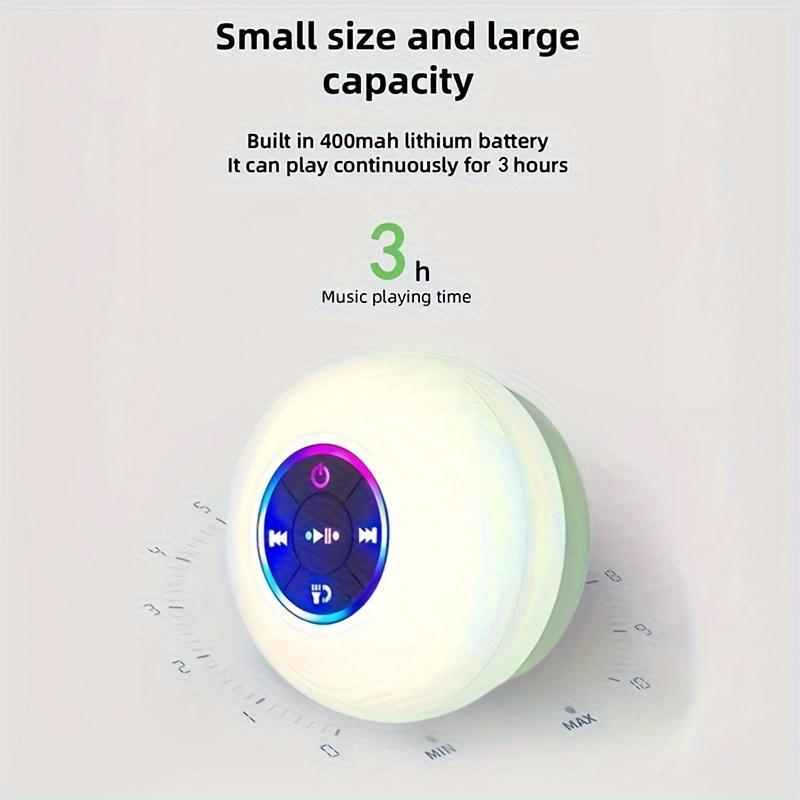 Portable mini bluetooth waterproof speaker with LED light, suitable for bathroom, home and outdoor, suitable as a holiday gift-Audio Smartphone