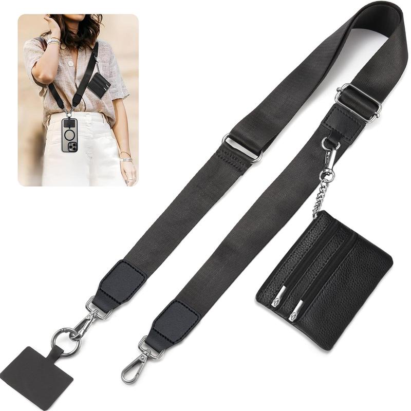 Portable Phone Lanyard with Zipper Bag, Fashionable Crossbody Lanyard with Adjustable Chain Hanging Rope, Suitable for Commuting, Travel, Shopping, Christmas Gift