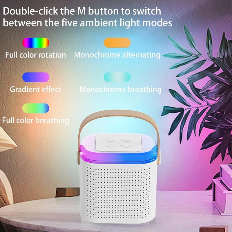 Portable Wireless Karaoke Speaker with 2 Microphones, HIFI Stereo Sound Subwoofers with RGB Colorful LED Lights, Karaoke Machine Sound System for Home Outdoor Party Birthday Gift