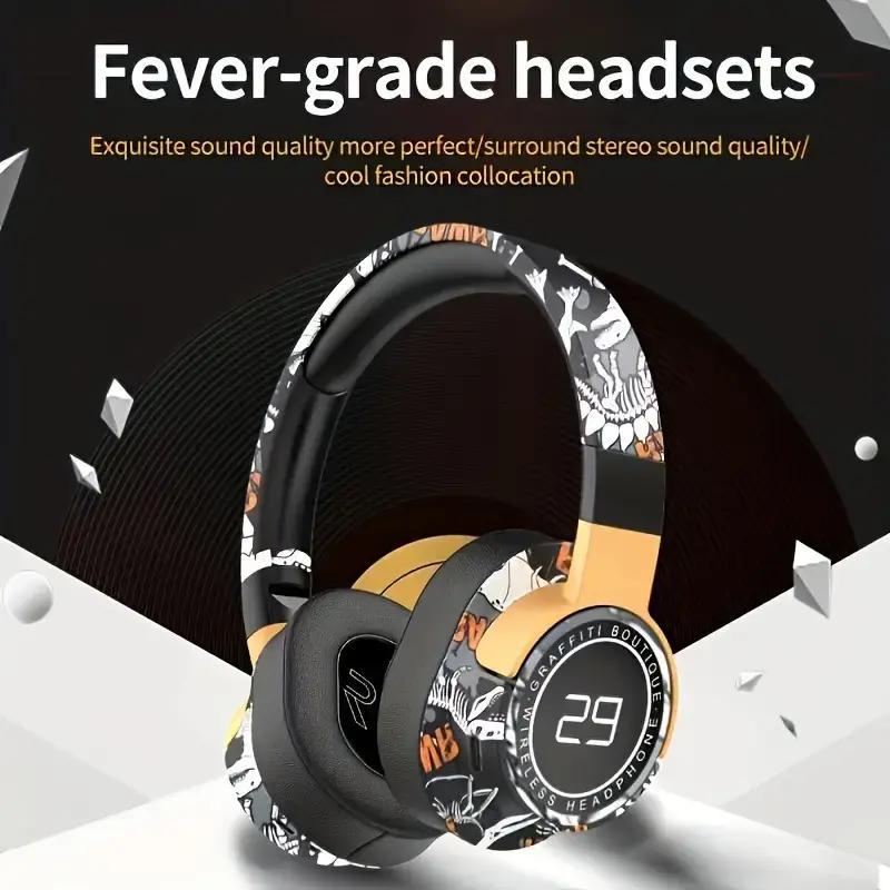 Wireless Over-ear Headphone, Fashionable Stereo Sound Headphone with Built-in Microphone, Bluetooth-compatible Headset for Men & Women