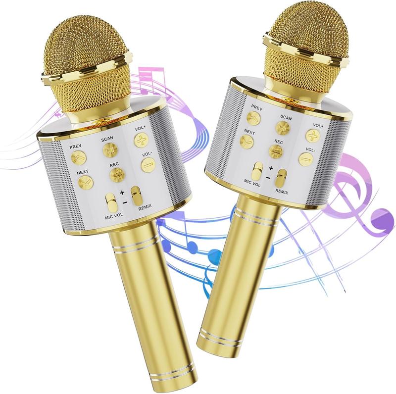 Karaoke Microphone 2 Pack, 4-in-1 Handheld Mic Speaker for Singing, Karaoke Machine for Phone Android PC,  Birthday Gifts for Girls  Adults for Party,Home KTV