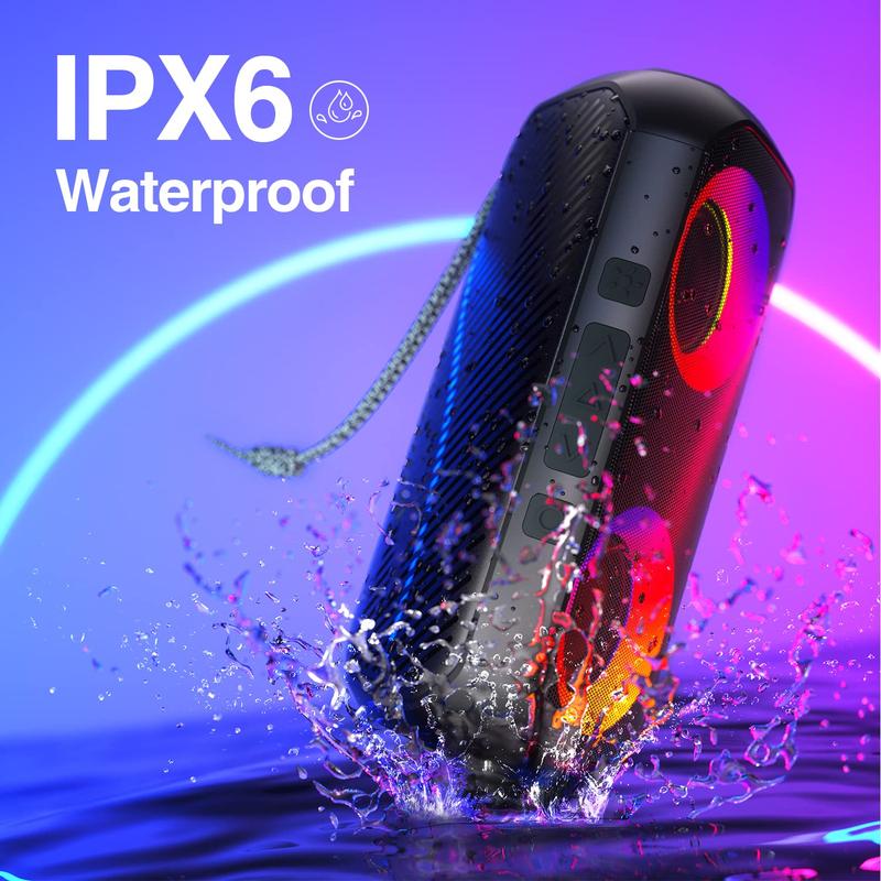 Bluetooth , Outdoor speaker,Blod Bass & Dynamic Lights Portable Wireless  with 24W Stereo Sound, TWS Mode, 24Hrs Playtime, IPX6 Waterproof, Audio Smartphone