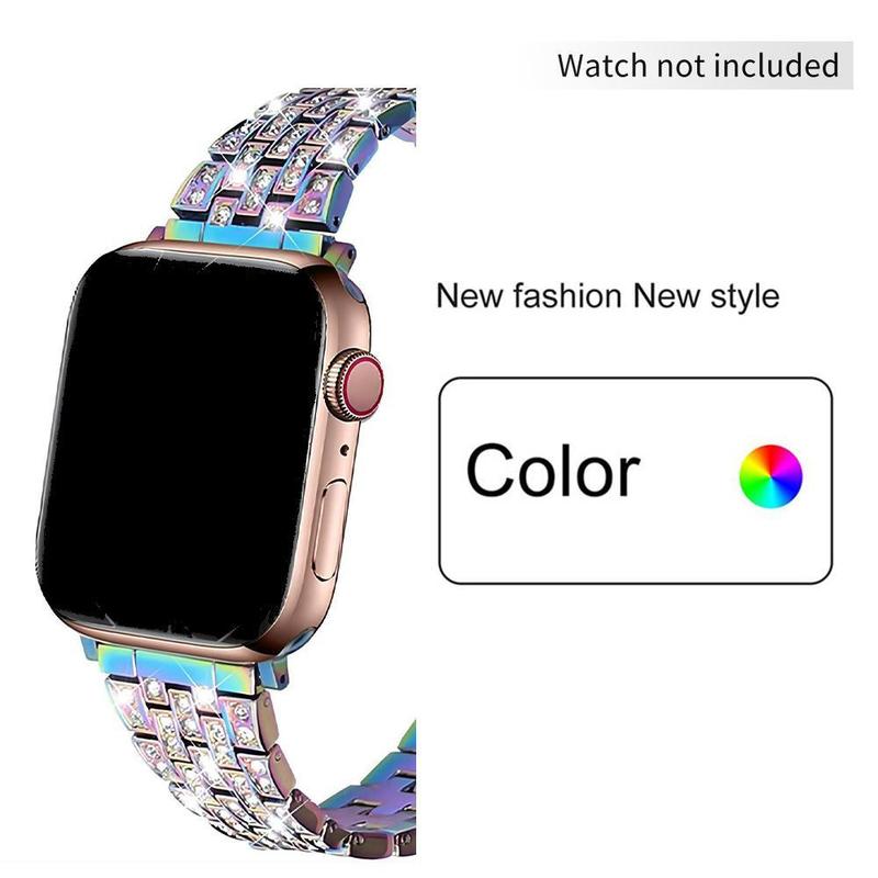 GIROUETTE Fashionable Watch Band (Band Only), Rhinestone Decor Watch Band for Women, Replacement Watch Band for Apple Watch Series 9 8 7 6 5 4 3 2 1 SE SE2