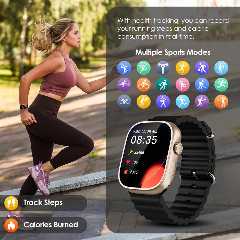 Multifunctional Smart Watch for Men Women with call receive (2 Different Colors Bands), Waterproof,Health and Fitness sport Tracker Pedometer, 100+ Exercise Modes,Custom Wallpaper, Smart &Wearable Devices for iPhone Andriod, Fall Gift,Christmas Gift