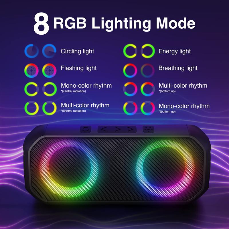 Bluetooth , Outdoor speaker,Blod Bass & Dynamic Lights Portable Wireless  with 24W Stereo Sound, TWS Mode, 24Hrs Playtime, IPX6 Waterproof, Audio Smartphone