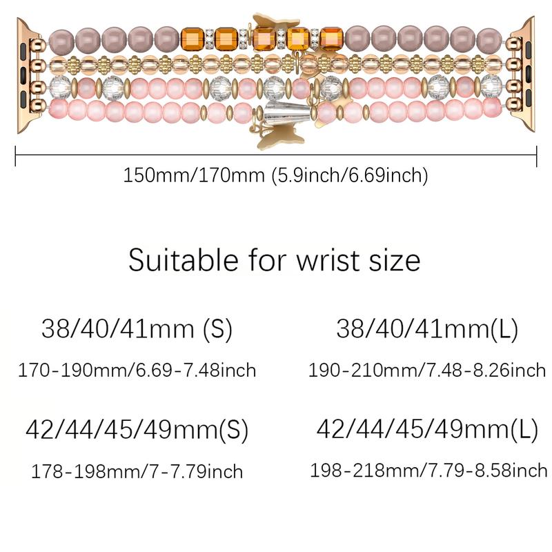 Boho Style Beaded Watch Band (Band Only), 1 Count Fashionable Watch Band for Women & Girls, Wearable Accessories Compatible with Apple Watch Series