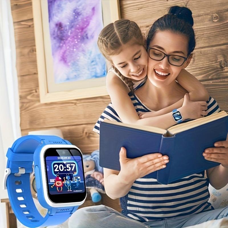 Children's Smart Watch, Dual Camera, 80000 Pixels, 26 Educational Games, Pedometer, Music Player, Multiple Dials, Voice Recorder, Non-Waterproof, Double Display Screen, Square Pc Shell, Electronic Drive, silicone Strap-Suitable for 3-14 Years Old Sports S