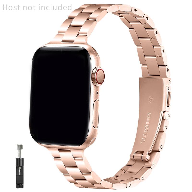 Stainless Steel Watch Band Compatible with Apple Watch (Band Only), Fashion Watch Band Women, Slim Women's Watch Band for iWatch 9 8 7 6 5 4 3 2 1 SE SE2 Series, Summer Gifts 2024