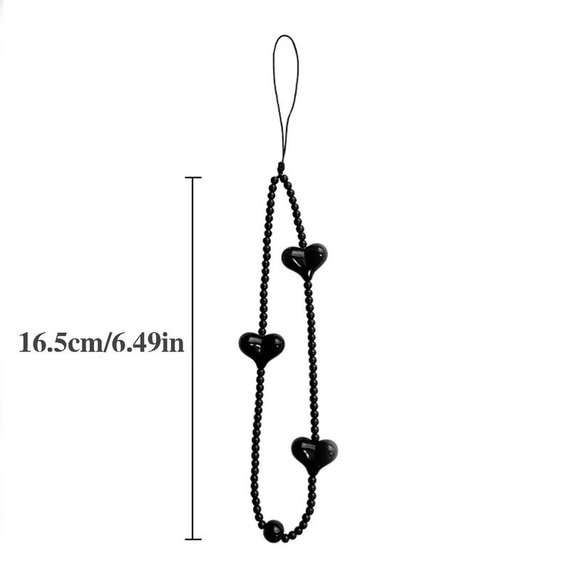 Heart Beaded Phone Chain, Cute Phone Decorative Lanyard, Fashion Phone Strap for Women & Girls, Mobile Phone Decoration Accessories