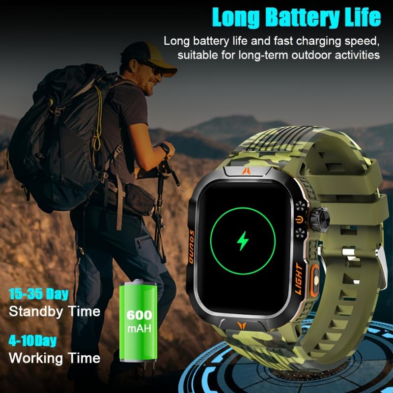 2024New Smart Watch (Answer Call) Outdoor Sports Watch LED Altimeter Barometer 100+ Sports Modes 600mAh Battery Multimedia Message Viewing Weather Pedometer Fitness Tracker for Android iPhone Gift Devices Wearable