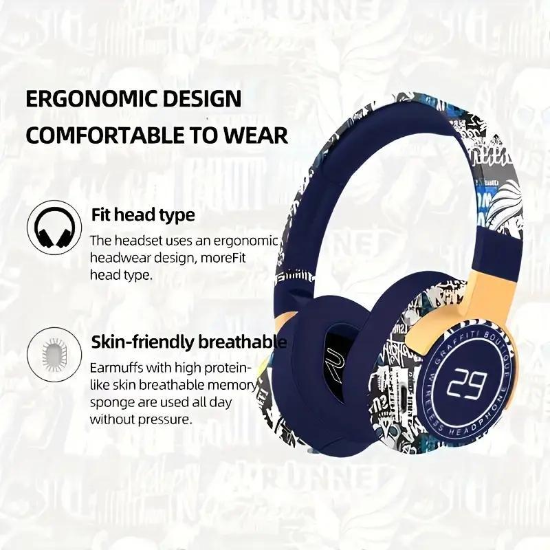 Wireless Over-ear Headphone, Fashionable Stereo Sound Headphone with Built-in Microphone, Bluetooth-compatible Headset for Men & Women