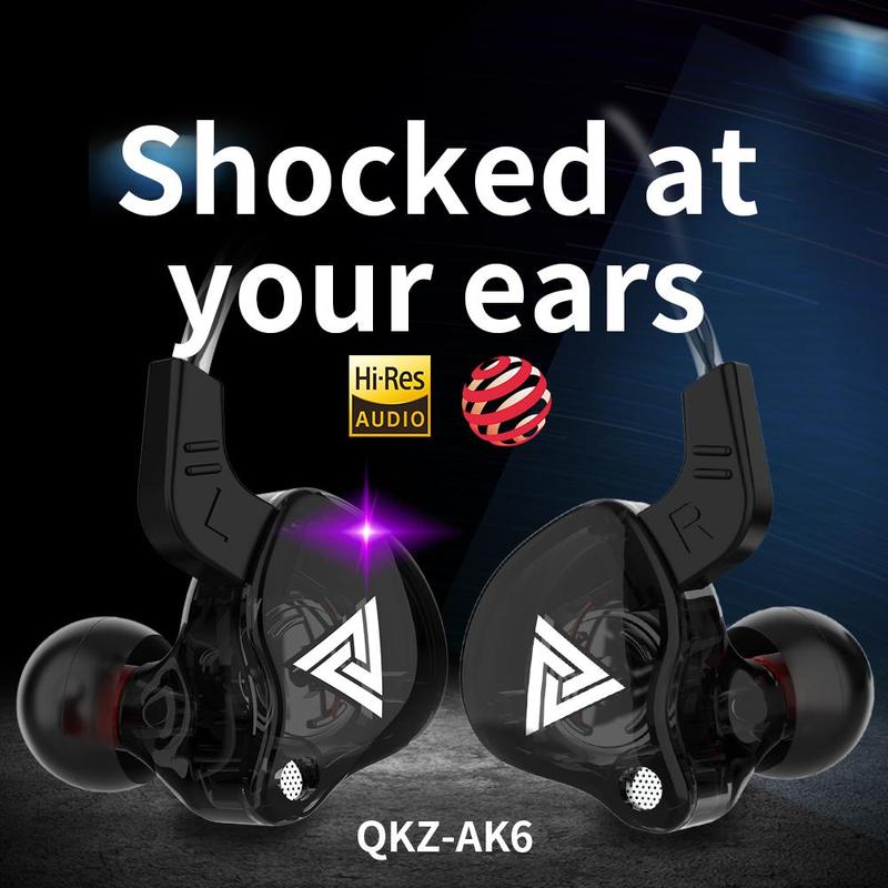 QKZ AK3 AK6 Portable Wired In-Ear Earphone,   Wired Headphones With Mic, HiFi Subwoofer   Noise Cancelling Wired Earphones for Game   Sports, 3D Stereo Sound Headphones For Gym   & Sports & Game, Headphones 8D Audio,   Electronic Audio Earbud Headset