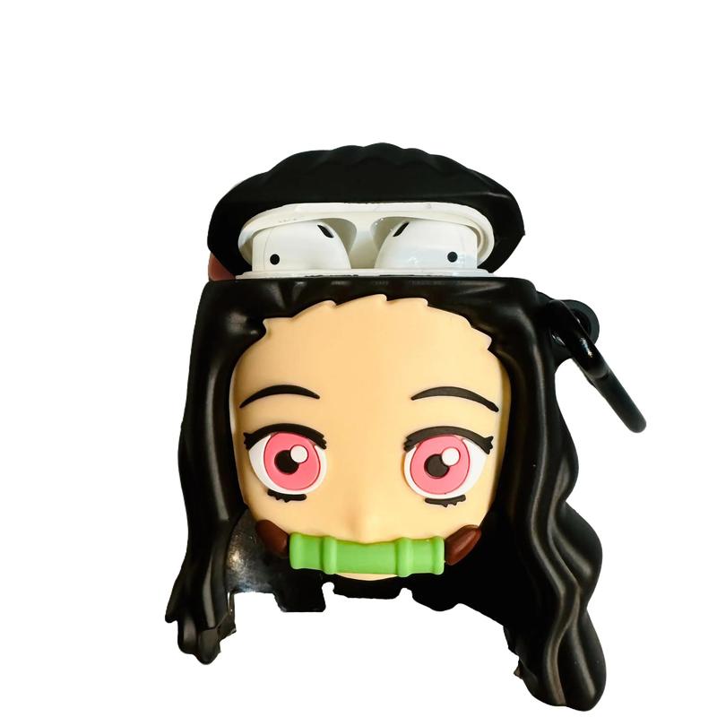 Anime Cartoon Nezuko Demon Slayer 3D Case For AirPods 1 2 Pro Charging Box Soft Silicone Wireless Bluetooth Earphone Protective Cover