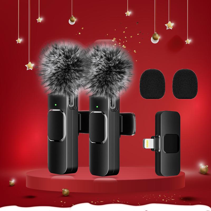 2 pieces Wireless Lavalier Microphones for iPhone, Android, iPad, Christmas Gift- Mini Wireless Clip-on Microphones Crystal Clear Sound Quality for Recording, Live Streaming,Vlog,tiktok shop, christmas gift ideas Black Friday Deals tiktok shop store