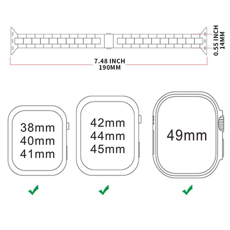 Stainless Steel Watch Band Compatible with Apple Watch (Band Only), Fashion Watch Band Women, Slim Women's Watch Band for iWatch 9 8 7 6 5 4 3 2 1 SE SE2 Series, Summer Gifts 2024