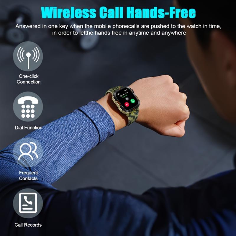 2024New Smart Watch (Answer Call) Outdoor Sports Watch LED Altimeter Barometer 100+ Sports Modes 600mAh Battery Multimedia Message Viewing Weather Pedometer Fitness Tracker for Android iPhone Gift Devices Wearable