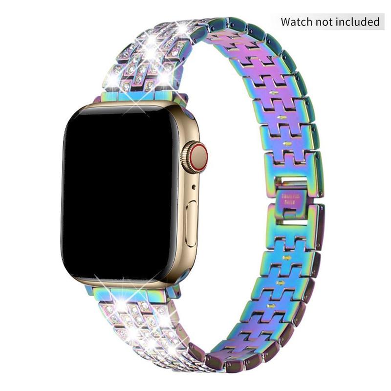 GIROUETTE Fashionable Watch Band (Band Only), Rhinestone Decor Watch Band for Women, Replacement Watch Band for Apple Watch Series 9 8 7 6 5 4 3 2 1 SE SE2