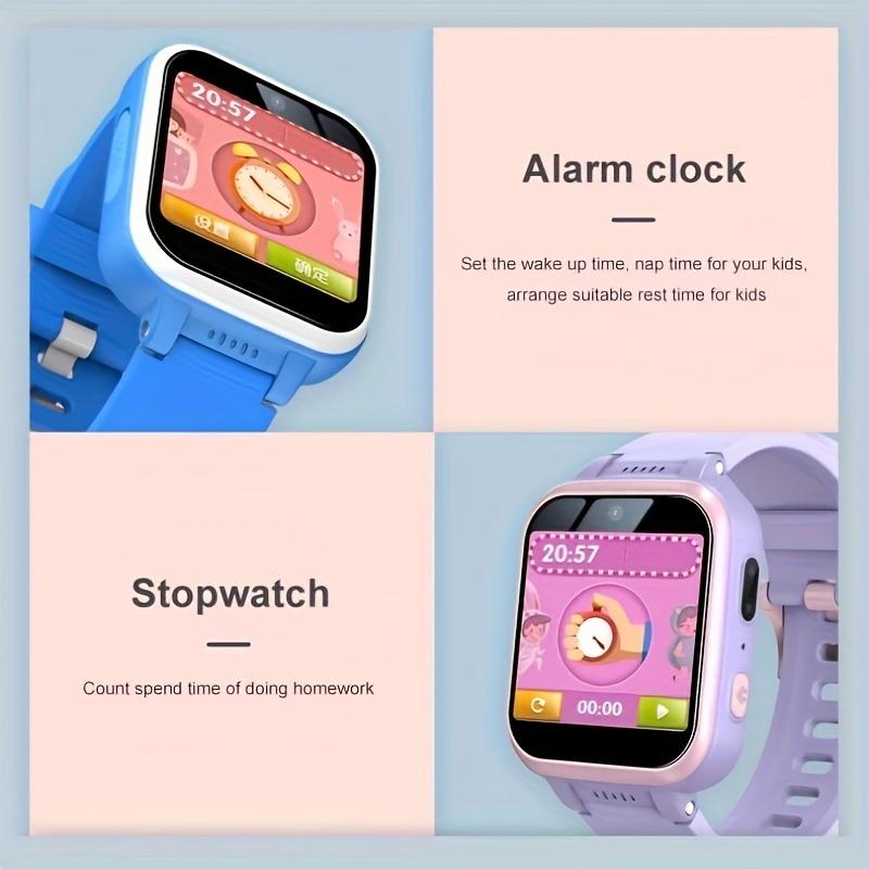 Children's Smart Watch, Dual Camera, 80000 Pixels, 26 Educational Games, Pedometer, Music Player, Multiple Dials, Voice Recorder, Non-Waterproof, Double Display Screen, Square Pc Shell, Electronic Drive, silicone Strap-Suitable for 3-14 Years Old Sports S